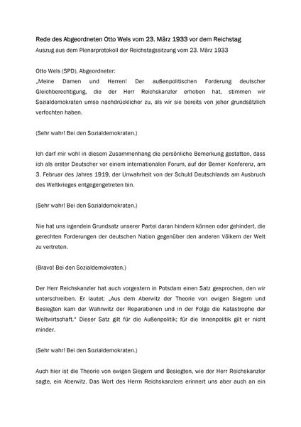 Datei:Rede Otto Wels vor dem Reichstag am 23.03.1933.pdf
