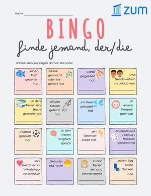 pdf Datei eines Bingo Spiels