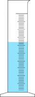Breiter Messzylinder mit blauer Fluessigkeit.svg