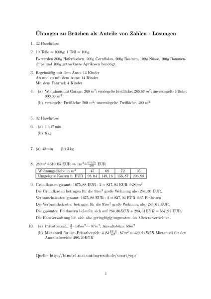 Datei:Übungen Brüche als Anteile von Zahlen - Lösungen.pdf
